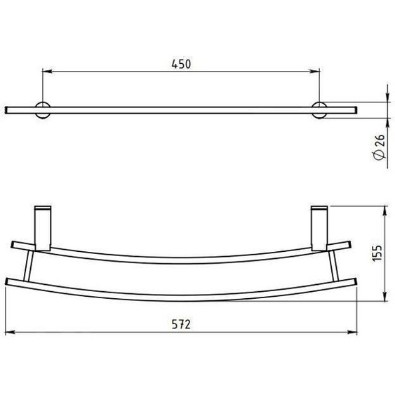 Novaservis Metalia 2 Double porte-serviettes pour sèche-serviettes, 600 mm, chrome 6225/1,0