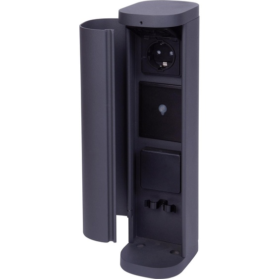Novatool 1x prise de jardin sans fil 2x Anthracite SMART WIFI APP IP44 Prise de courant ronde Extérieur Prise de jardin Outdoor Colonne de prises de courant Jardin Tour de prises (électrique)