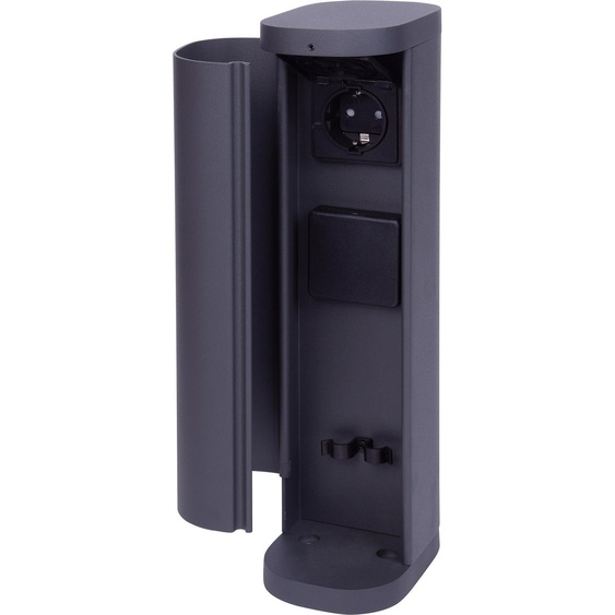 Novatool 1x Tour de prises double extérieur Anthracite rond avec cache IP44 Prise extérieure Prise de jardin Outdoor Colonne de prises de courant Jardin Tour de prises de courant (électrique)