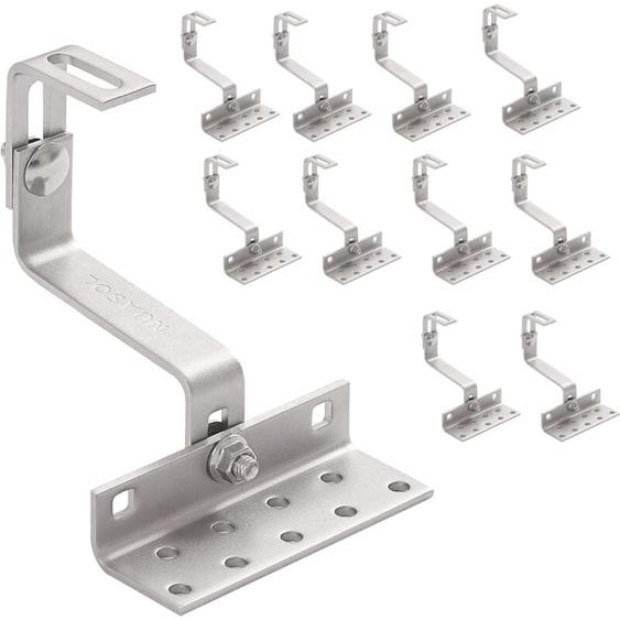 Nuasol - NuaFix Lot de 10 crochets de toit A2 pour panneaux solaires photovoltaïques - 3 positions réglables - Acier inoxydable 1.4016 - Angle z