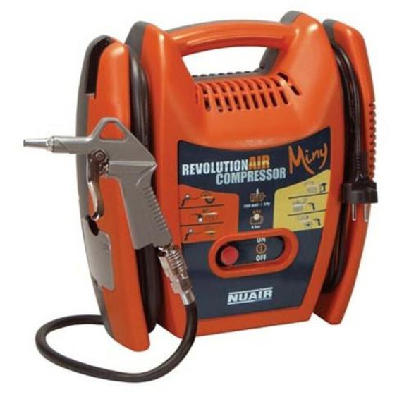 Mecafer - nuair Compresseur, 1.5 cv, 8 bar, sans huile, miny, léger, portable, 1100 w, orange