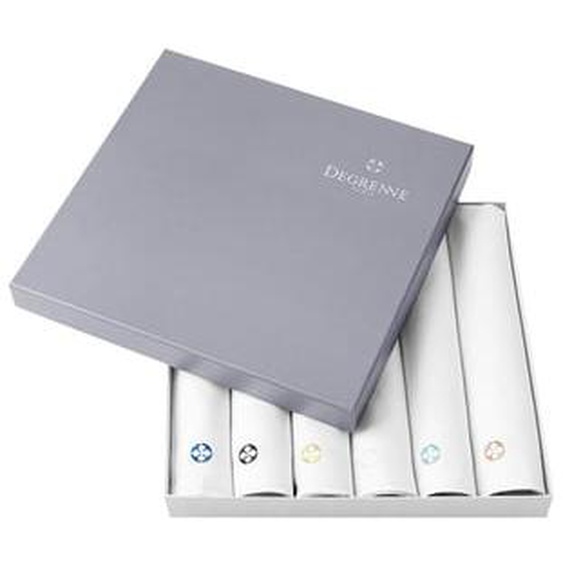 Coffret 6 Serviettes Rectangulaires 50x40 Cm - Nuances Coton & Lin Blanc