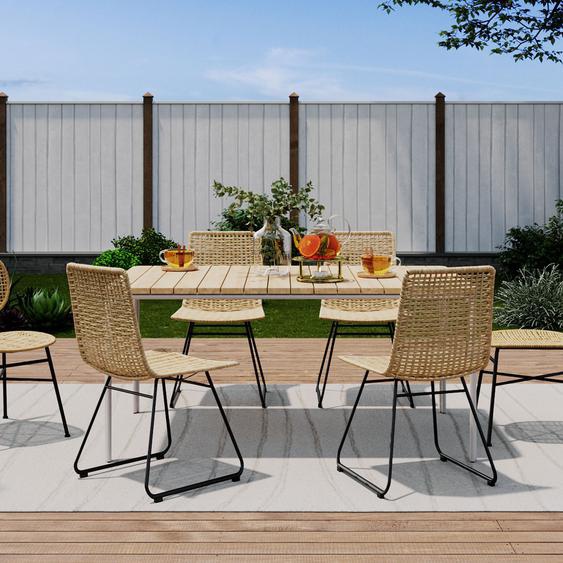 Nurr - Table à manger de jardin en bois dacacia 160cm - Couleur - Bois clair