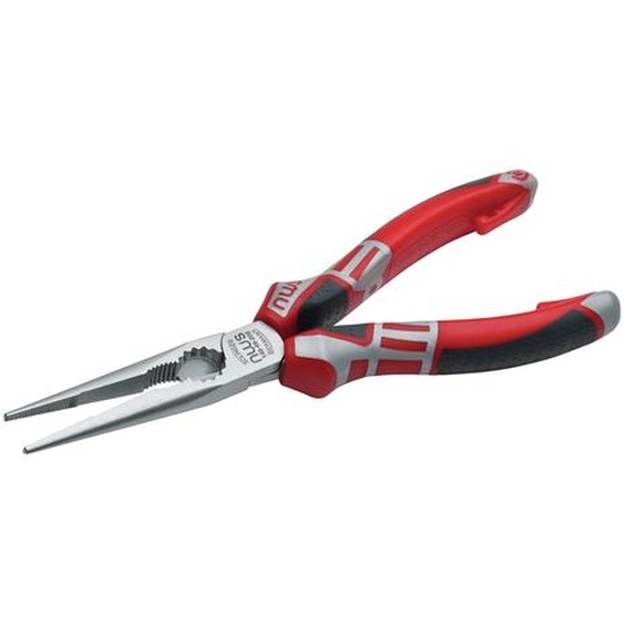 NWS Pince à bec plat (pince téléphonique) sur carte SB 205 mm | pour travaux de maintien, de préhension, de pliage et de coupe | coupe des fils durs et souples | acier à outils, forgé, trempé à lhuile