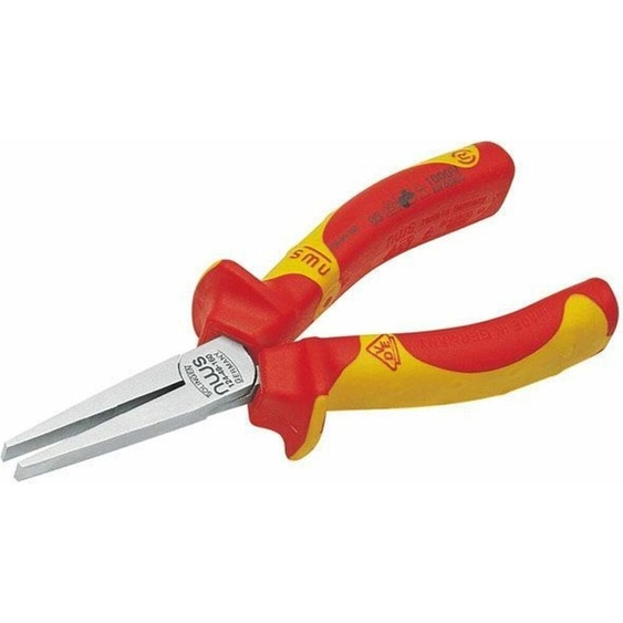 NWS Pince plate Langbeck VDE, 160 mm | avec mâchoires longues et plates | acier à outils, forgé, trempé à lhuile | Art. No. dart. 124-49-VDE-160