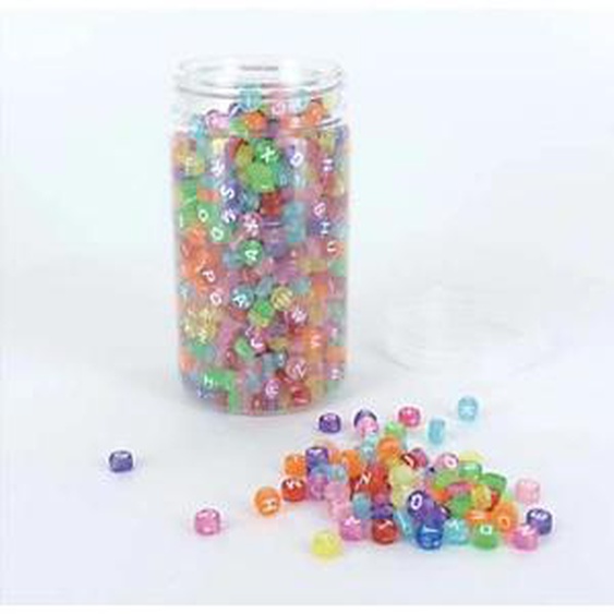 O COLOR OCOLOR Bocal de 1200 perles alphabet transparentes couleurs assorties, diamètre 7 mm