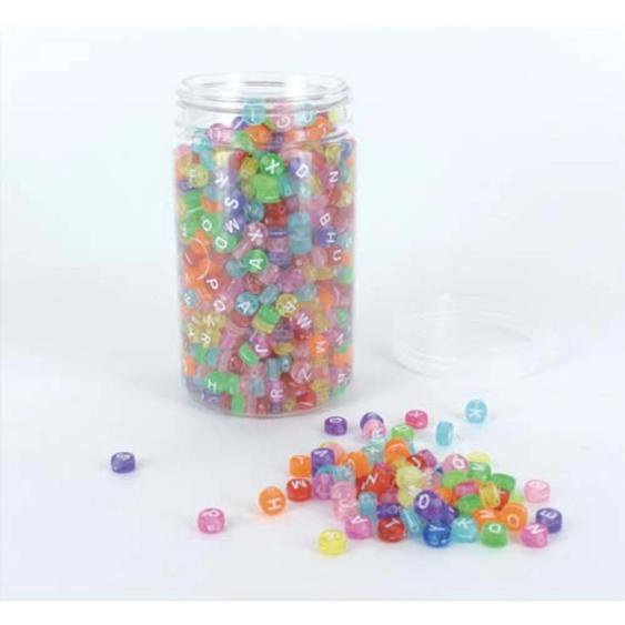 O COLOR OCOLOR Bocal de 1200 perles alphabet transparentes couleurs assorties, diamètre 7 mm