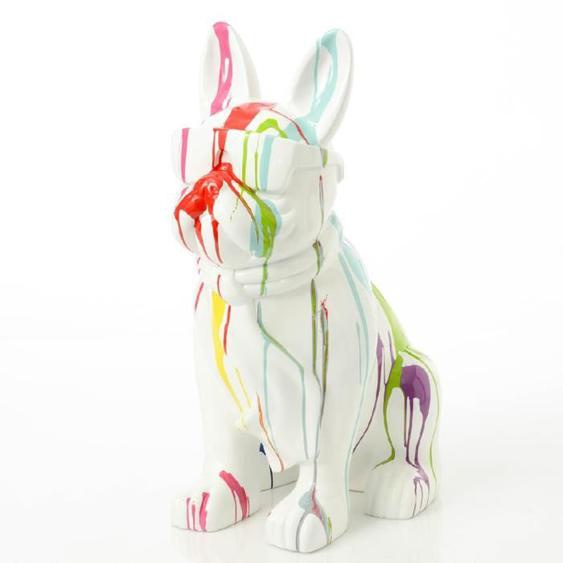 Objet décoratif - AMADEUS - Bulldog français Trash 80 cm - Blanc - Résine - Elégance - Chic