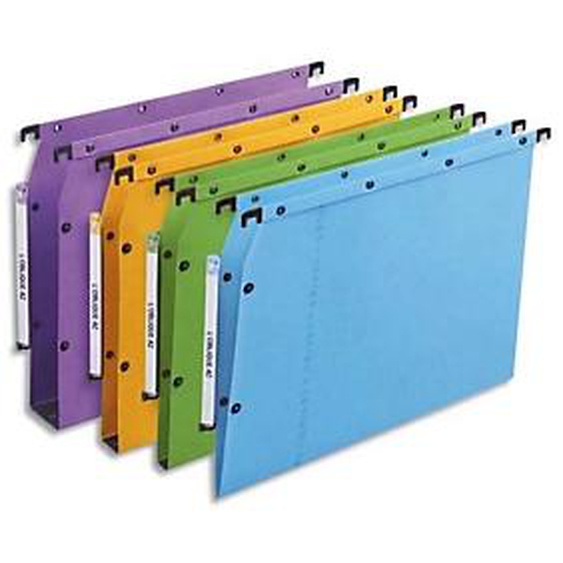 OBLIQUE AZ Boîte de 25 dossiers suspendus ARMOIRE en kraft 240g. Fond 15, bouton-pression. Assortis