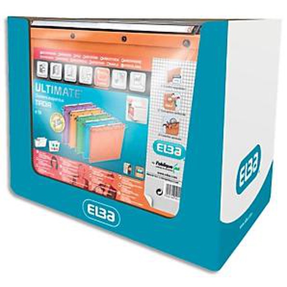 OBLIQUE AZ Paquet de 10 dossiers suspendus TIROIR en kraft 240g. Fond V, bouton-pression. Orange