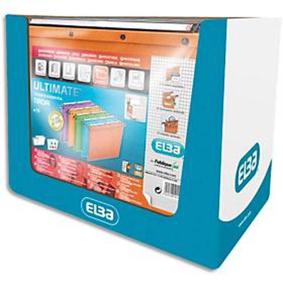 OBLIQUE AZ Paquet de 5+5 dossiers suspendus TIROIR en kraft 240g. Fond 15 et 30, bouton-pression. Orange