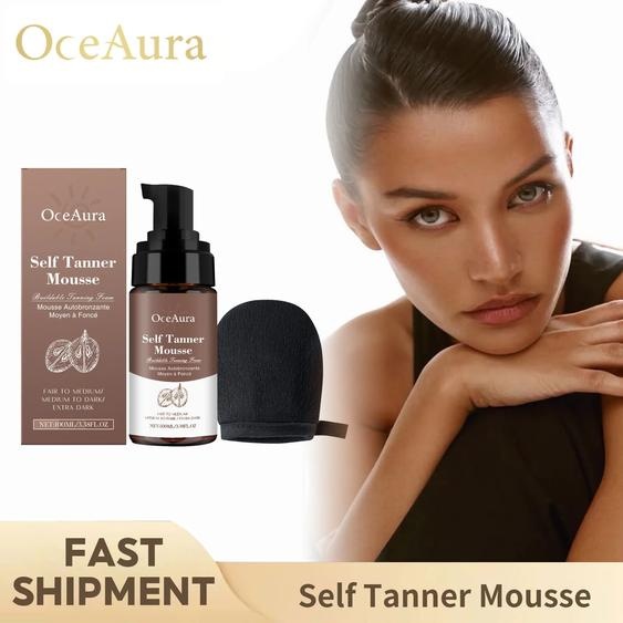 OceAura Mousse autobronzante accélère le bronzage du soleil, lueur profonde du Bronze, améliore la mélanine, Mousse de bronzage hydratante Non grasse pour le corps