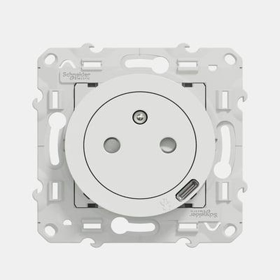 Odace - prise affleurante + chargeur USB C 10,5 watts - blanc