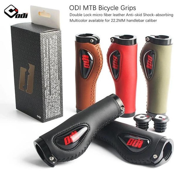ODI – poignées de vélo ultralégères en alliage daluminium, anneau de verrouillage en cuir antidérapant, absorbant les chocs, coussinet en gel de silice, poignée de vélo pliante