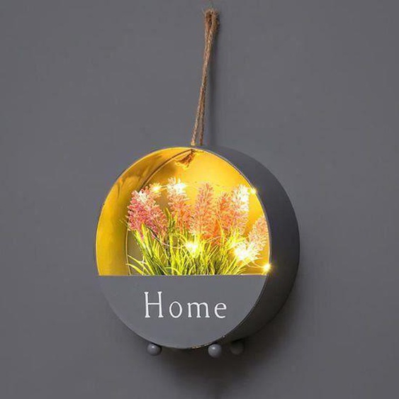 OEMG Applique murale fleur végétale, avec fleurs végétales artificielles, petit pendentif pour la maison-lavande rose