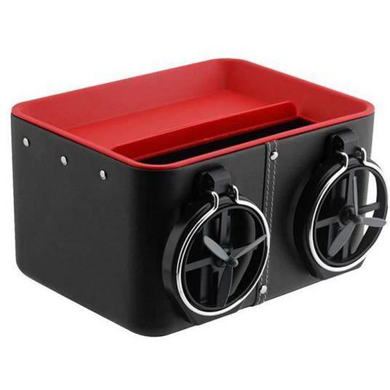 OEMG Boîte de rangement Rouge pour accoudoir de voiture avec porte-gobelet, boîte à mouchoirs multifonctionnelle pour voiture