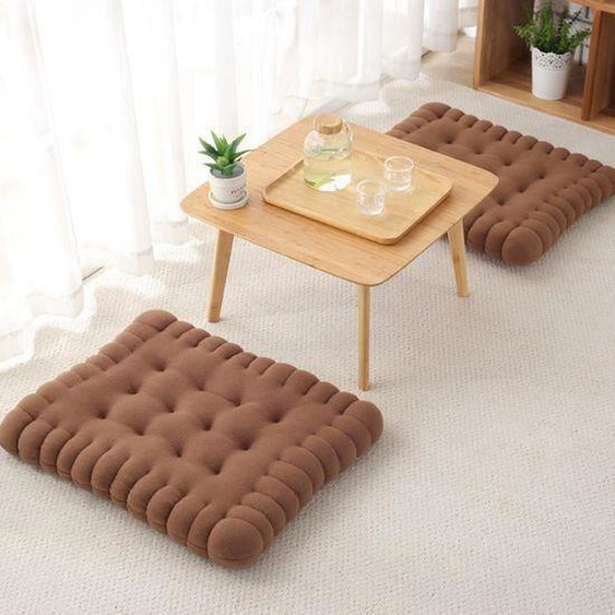 OEMG Coussin en forme de biscuit -Brun, coussin de chaise polyvalent doux et confortable, pour salon de chambre 41*38 cm