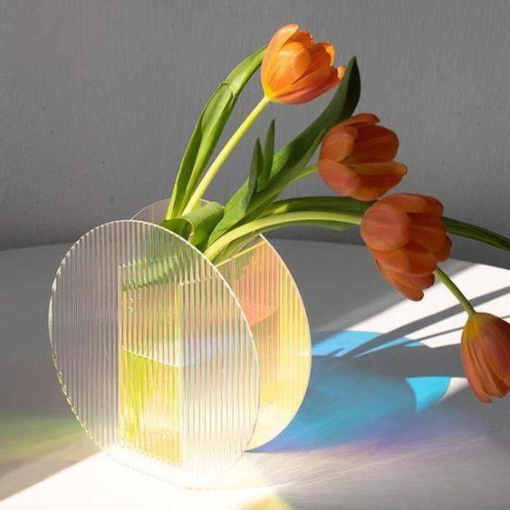 OEMG Rond -Vase transparent acrylique minimaliste nordique, décoration de salon et de chambre, décoration hydroponique de fleurs