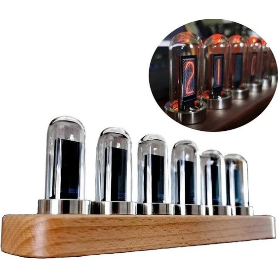 oeny Horloge Numérique de Bureau à Tube Lumineux en Bois, Ips Nixie, Horloge de Table de oral et, Montre Vintage, Accessoires de Décoration