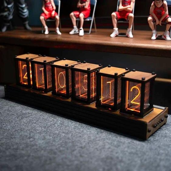 oeny Nixie – horloge à Tube lumineux de luxe en bois, horloge de Table créative électronique de bureau, horloge numérique silencieuse rvb, cadeau de décoration