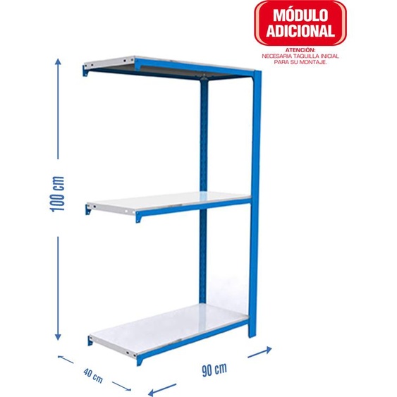 OFFICLICK Étagère métallique 3/400 METAL A.M. BLEU/BLANC