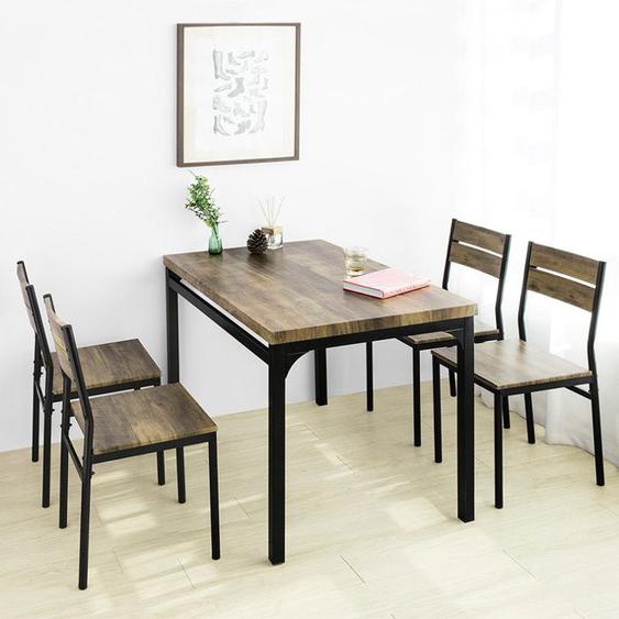 OGT28-N+FST72-Nx4 Table de Salle à Manger - 4 Chaises - SoBuy - Style Industriel - Marron - 110x70 cm