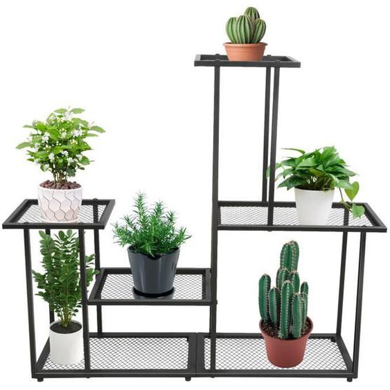 OHMG - Supports pour plantes - étagère porte-pot de fleurs - Métal - Noir - Pour patio de jardin