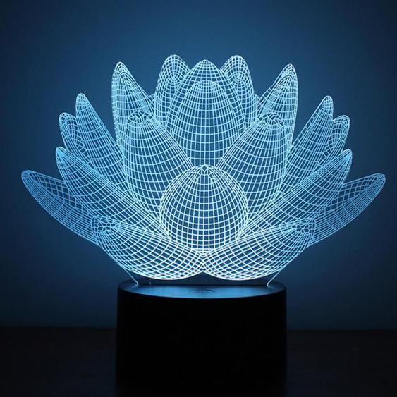 OHP Lampe de chevet 3D Lotus Zen Noir
