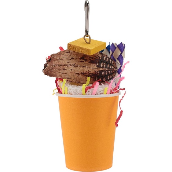 Oiseau mâcher écrasé jouet de recherche de nourriture coloré stimuler les instincts papier écrasé pour petit moyenpAtbirds tasse orange