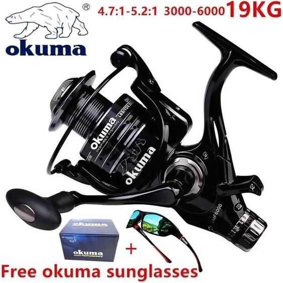 Okuma tout métal fil tasse filature bateau de pêche 5.2:1 4.7:1 tambour rotatif 19KG résistance tambour rotatif tambour de pêche 3000-6000