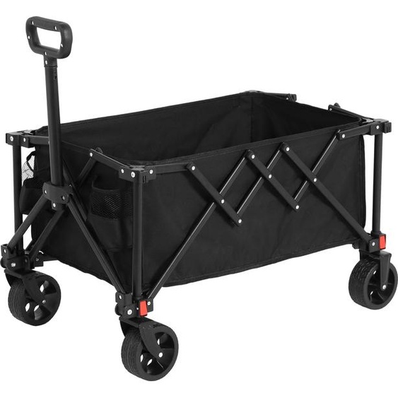 OKWISH Chariot de Transport Pliable - Chariot de Jardin et Camping avec 4 Roues Robustes et Poignée Réglable - Cadre Acier Tissu Oxford - Noir