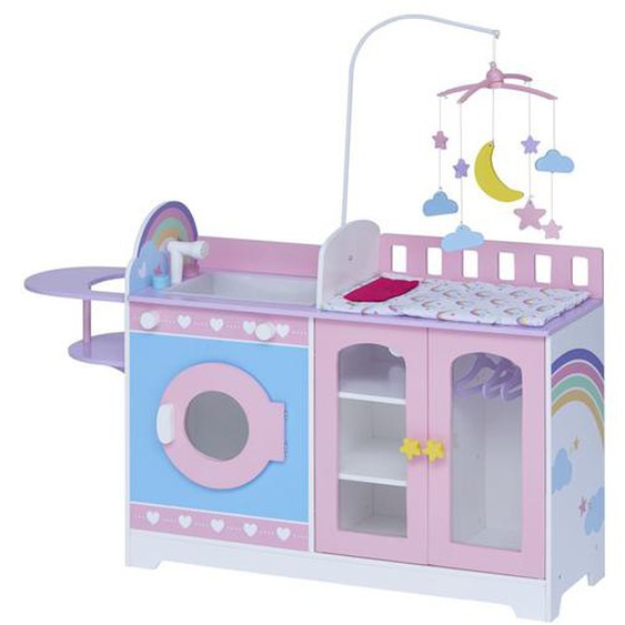 Meuble de poupée - Teamson Kids - 6-en-1 - Rose/Violet - Rangement intégré - Multifonctionnel