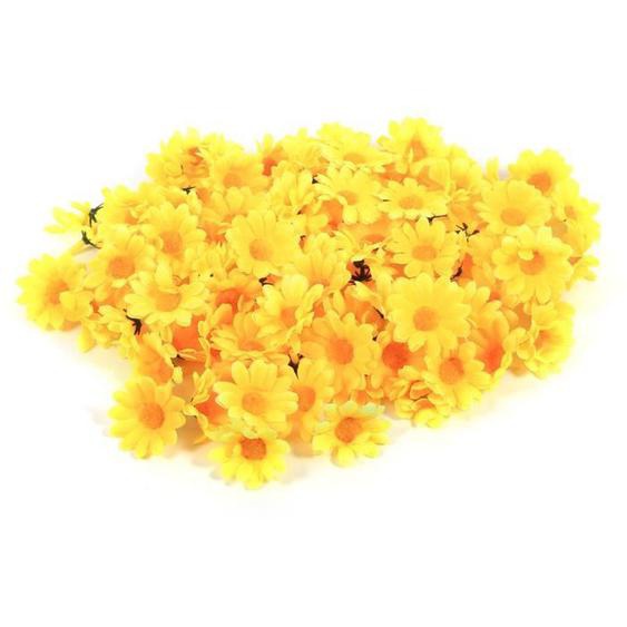 Omabeta Capitules de fleurs 100 pièces Gerbera Daisy 4 cm têtes de fleurs artificielles vente en gros Lot luminaire plante Jaune