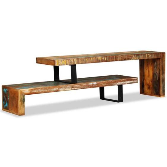 Meuble TV - OMABETA - M02827 - Bois de récupération massif - Pieds en fer forgé - Vintage