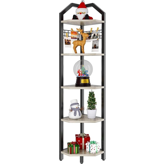 Omgoods - Bibliothèque dangle autoportante avec 5 étagères - Design industriel pour salon et cuisine