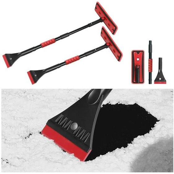 Omgoods - Brosse à neige - Brosse à neige télescopique - Grattoir à glace - Brosse à neige amovible - Universelle - Grattoir en mousse EVA - Pelle à neige