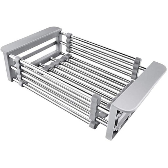 Omgoods - Étagère à linge extensible - Étagère de cuisine en acier inoxydable - Télescopique - Flexible - Durable - Adaptée aux légumes et aux fruits - Étagère à vaisselle