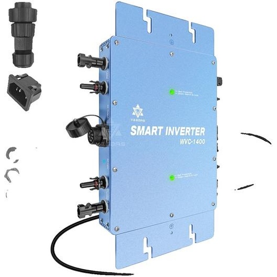 onduleur de réseau solaire 1400W, Dual-MPPT, sortie 220V, bleu220V(190-260V)22-50V