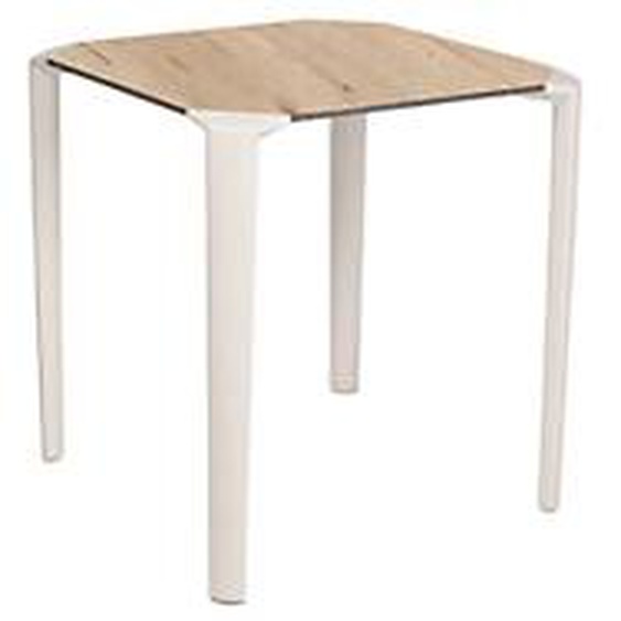 One Table empilable de restauration carrée 70 x 70 cm Usage extérieur - Blanc/Chêne