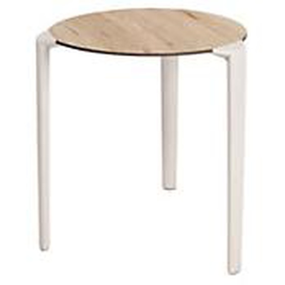 One Table empilable de restauration ronde 70 cm Usage extérieur - Blanc/Chêne