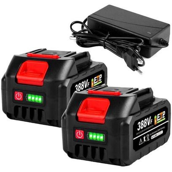 Onevan - Batterie de Remplacement Pour outil électrique sans fil 18V Batterie lithium 388vf avec indicateur led et chargeur - 2 Pack