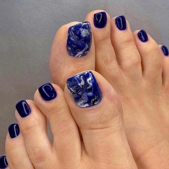 Ongles en acrylique bleu pailleté - Ongles pour femmes et filles - 24 pièces