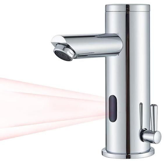 Onyzpily - Mitigeur Lavabo Infrarouge Electronique Eau Froide et Chaude Mitigeur Automatique Laiton Chrome Robinet Automatique de Lavabo pour Salle