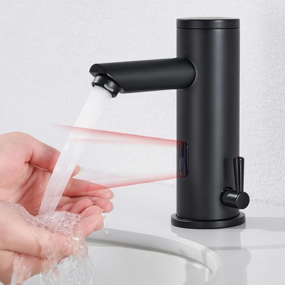 Onyzpily - Mitigeur Lavabo Infrarouge Electronique Eau Froide et Chaude Mitigeur Automatique Laiton Chrome Robinet Automatique de Lavabo pour Salle
