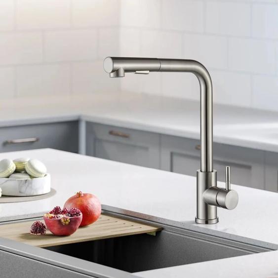 Onyzpily - Robinet Cuisine Douchette Brossée avec 2 Modes de Pulvérisation, avec Douchette Extractible Robinetterie Evier Rotatif à 360°