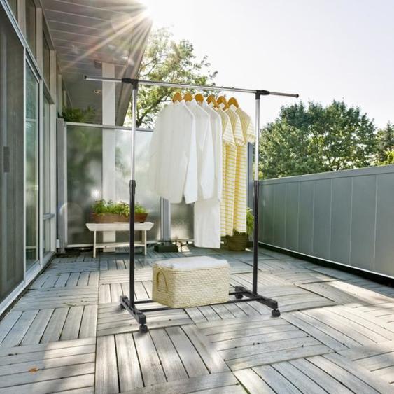 OOBEST® Porte Vêtement avec Rroulette Penderie Portant Modulable Mobile Inox Support