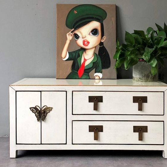 OPIUM OUTLET Meuble meuble commode chinois asiatique oriental, entièrement assemblé