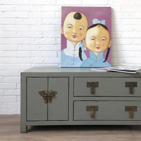 OPIUM OUTLET Meuble meuble commode chinois asiatique oriental, entièrement assemblé