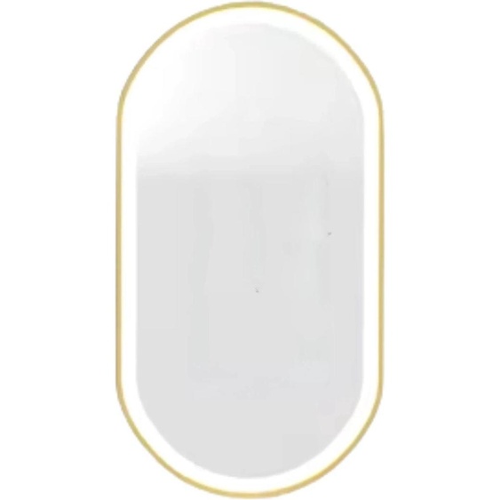 Opulence LED dans le miroir de la salle de bain - Avec éclairage - Cadre doré - Forme ovale - Anti-moustique et à intensité variable - Make-up - 60x120cm
