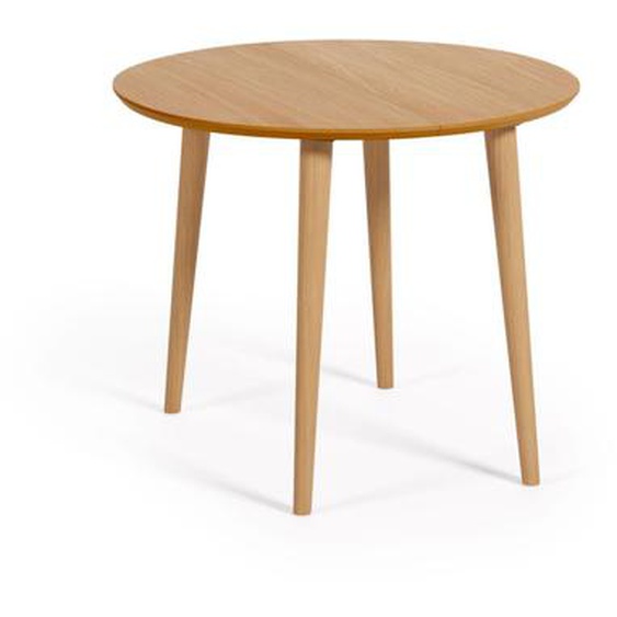 Oqui - Table à manger extensible ronde en bois ø90-170x90cm - Couleur - Bois clair